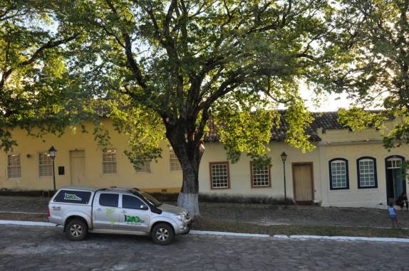 Fiona descansa na sombra na quente Goiás Velho - GO